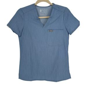 Figs NWT XXS Blue Catarina One Pocket Medical Scrub Top V Neck Short Sleeve